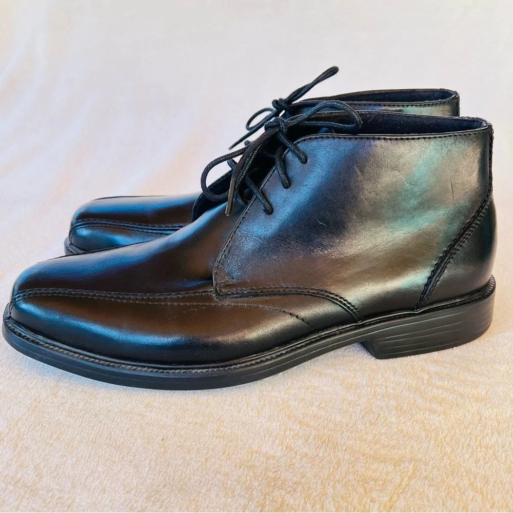 Bostonian Flexlite Men's Lightweight Chukka Boots Leather Black Italy SIZE 10